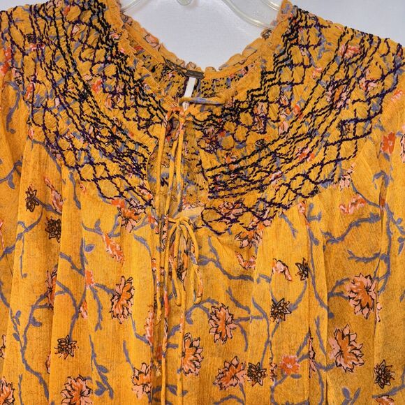Free people size small oversized tunic top/blouse sheer Bohemian hippie summer - Picture 3 of 6